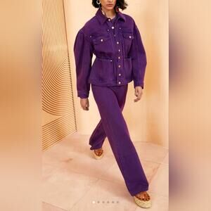 Ulla Johnson Purple Cassis Wash The Odette Jacket Denim Jean Jacket Size Medium
